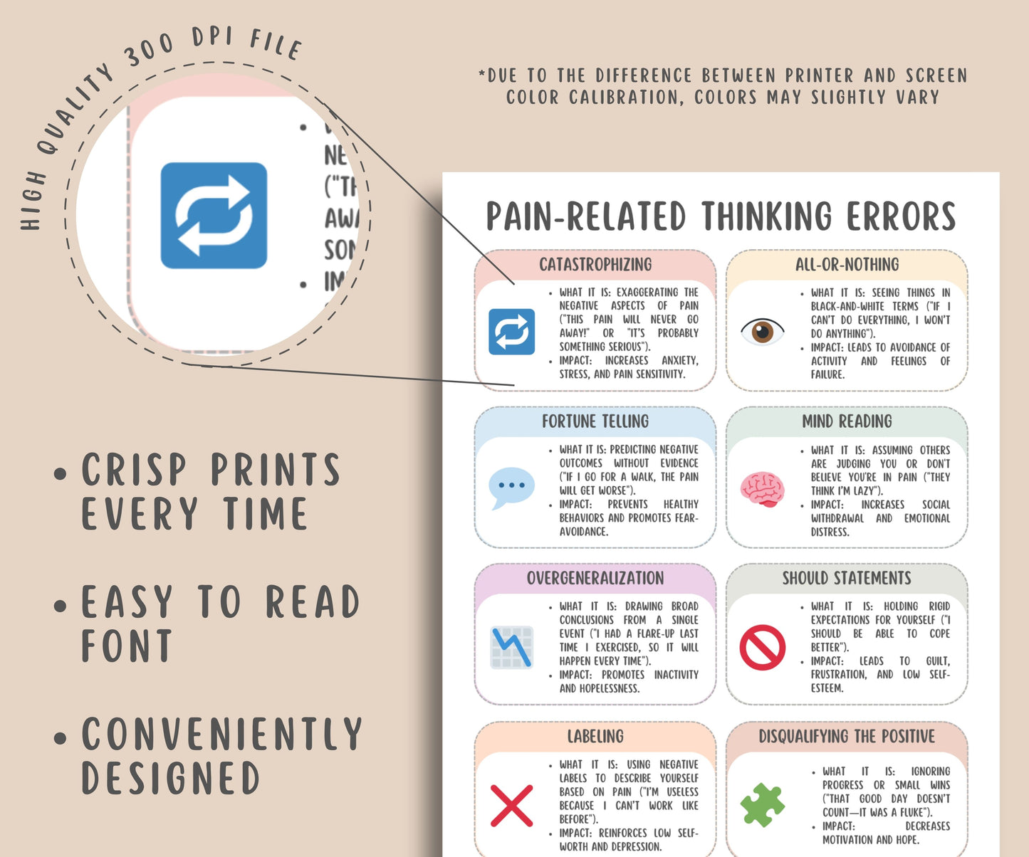 CBT for Chronic Pain Worksheets (36 Pages)