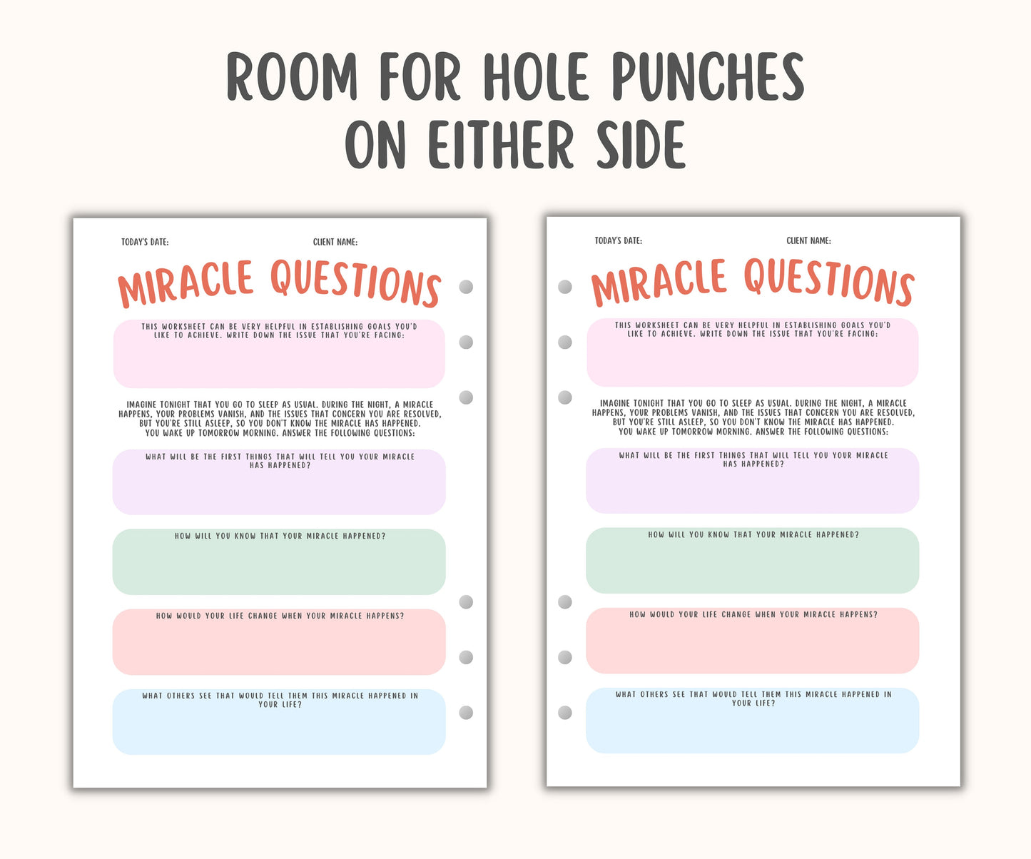 Miracle Questions Worksheet