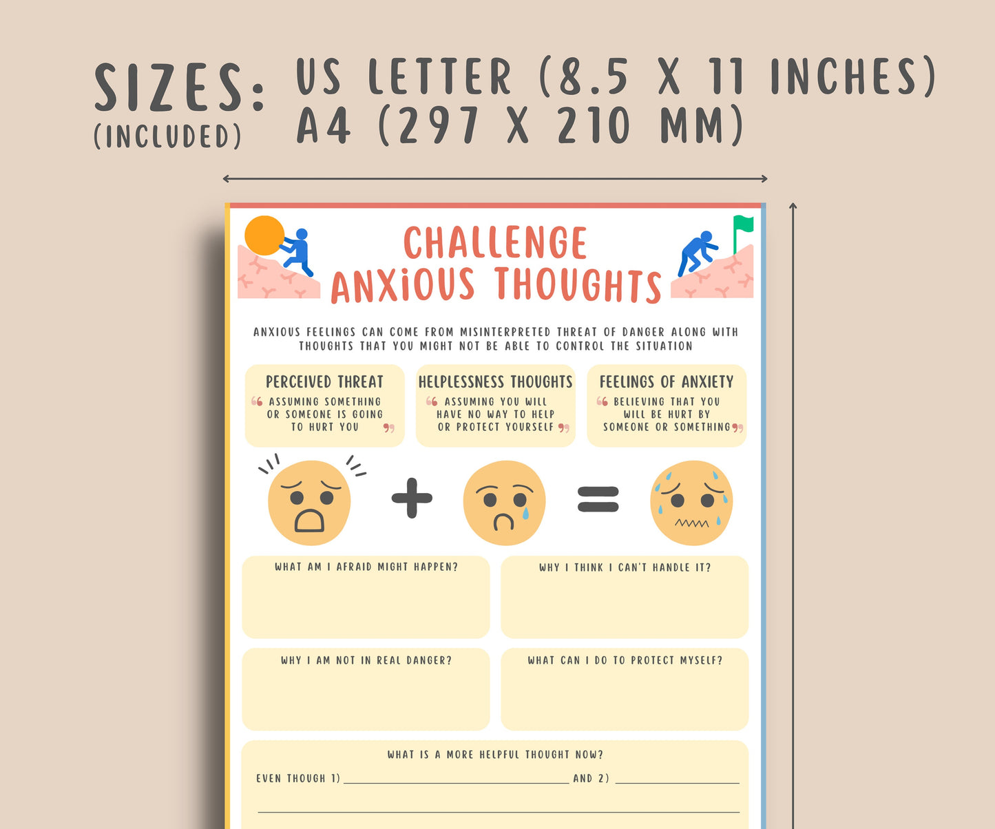 Challenging Anxious Thoughts Worksheet for Kids & Teens