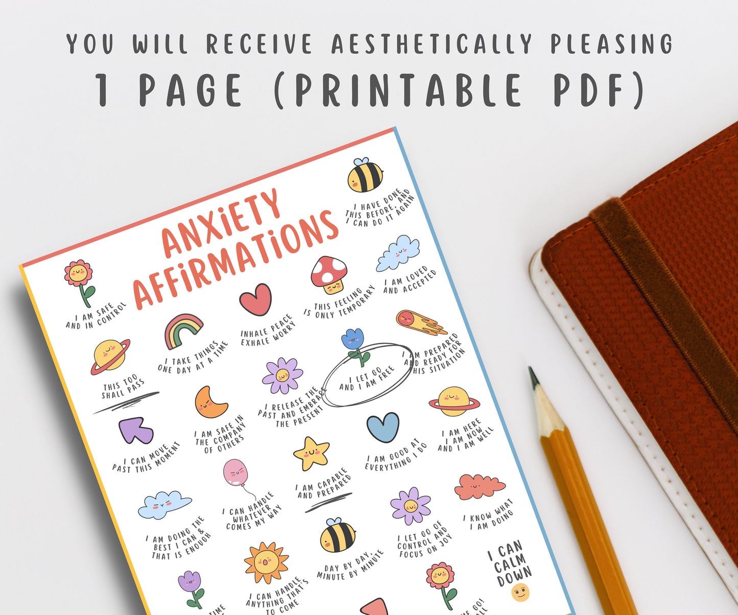 25 Anxiety Affirmations Poster for Kids Teens