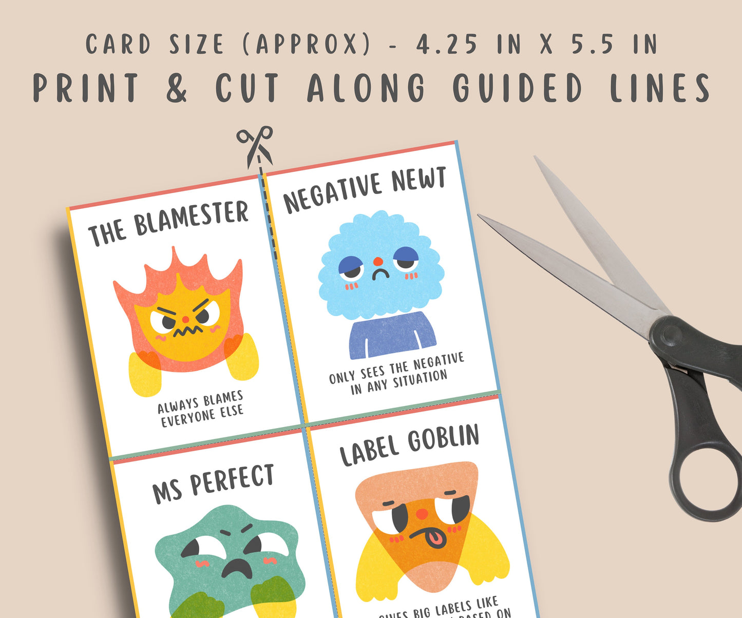 12 Thought Monsters Flashcards for Kids & Teens