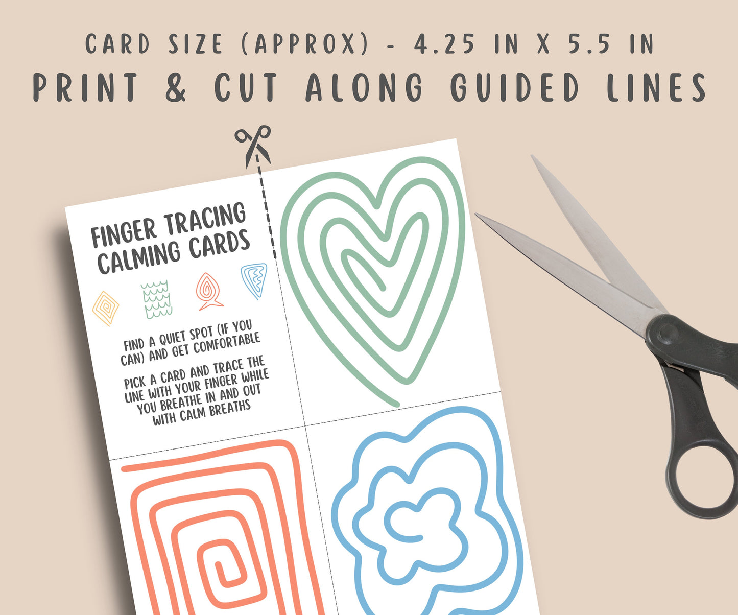 27 Finger Tracing Breathing Cards for Kids & Teens