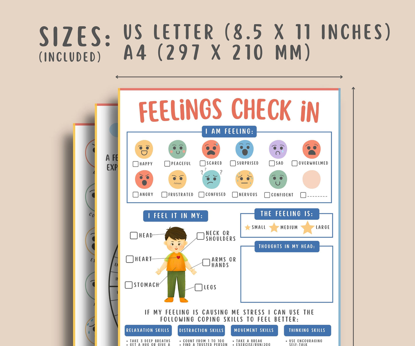 5 Feelings check-in worksheets