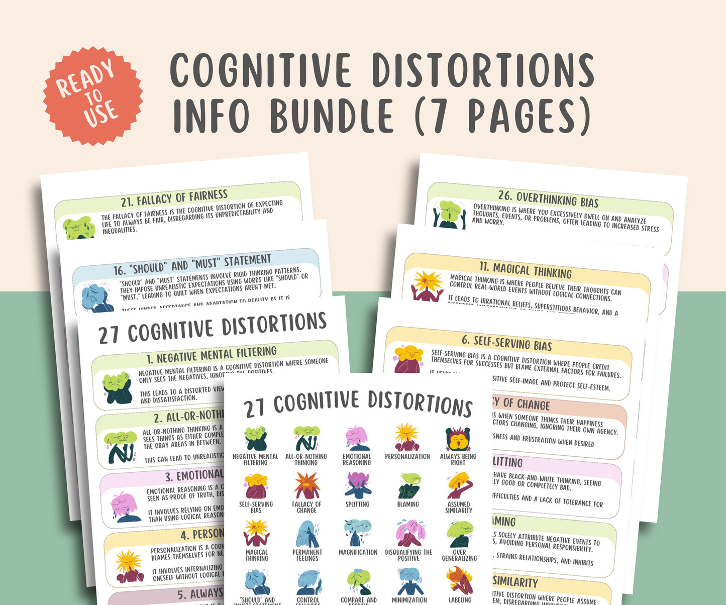 Cognitive Distortion Poster Bundle (7 Pages)