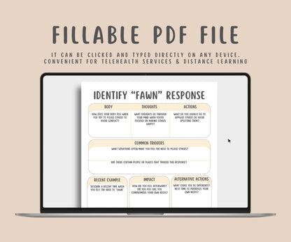 Fight, Flight, Freeze, Fawn Trauma Responses Worksheets