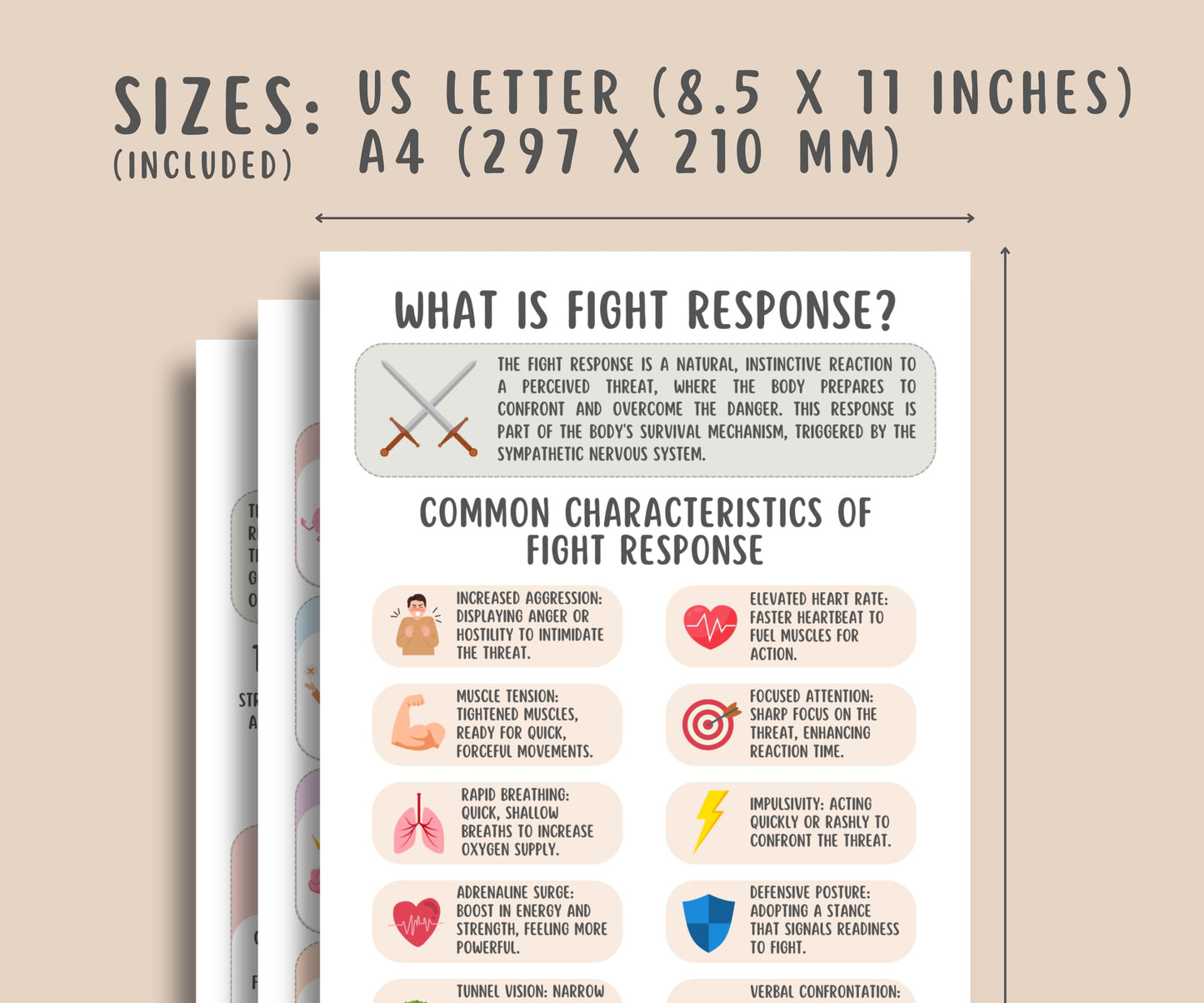 Fight, Flight, Freeze, Fawn Trauma Responses Worksheets