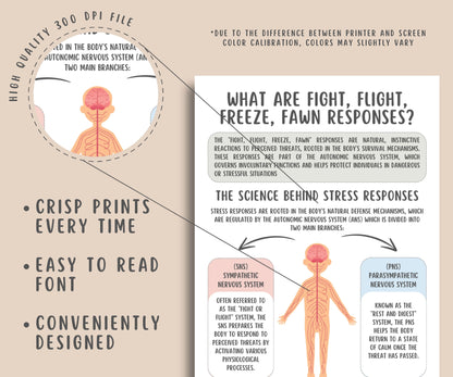 Fight, Flight, Freeze, Fawn Trauma Responses Worksheets