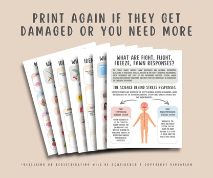Fight, Flight, Freeze, Fawn Trauma Responses Worksheets
