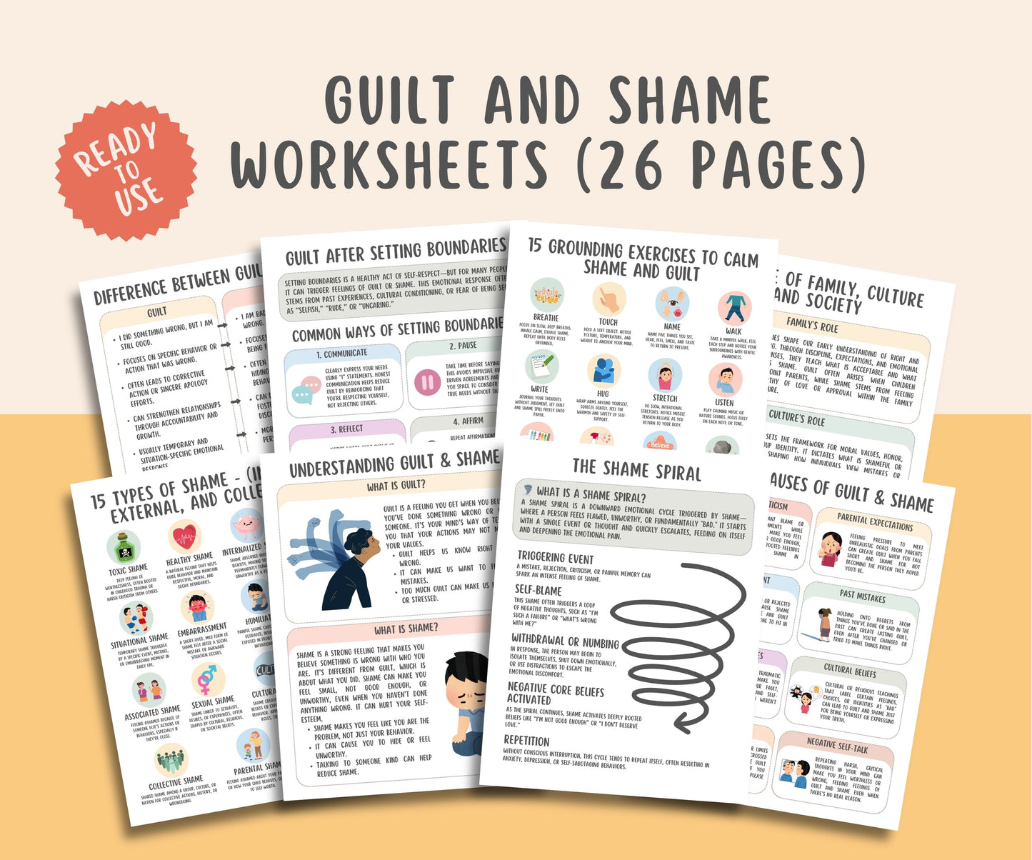 Guilt and Shame Worksheets (26 Pages)