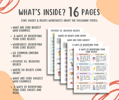 Core Values and Beliefs Worksheets (16 Pages)