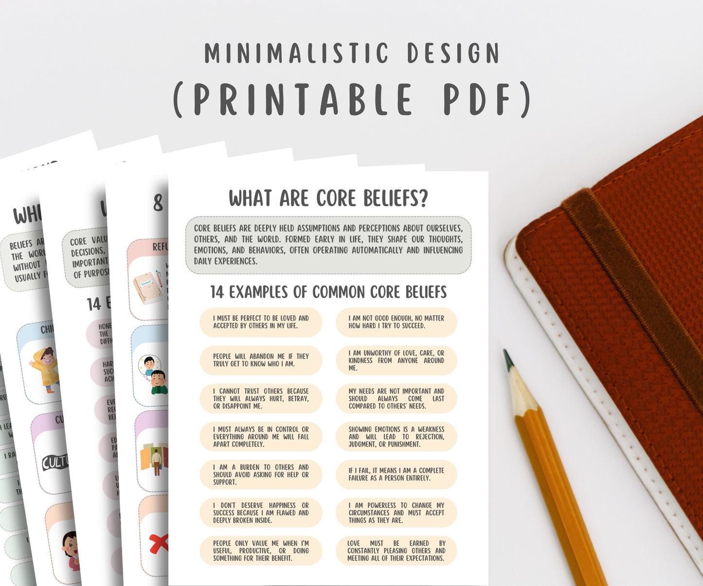 Core Values and Beliefs Worksheets (16 Pages)