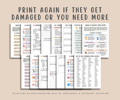 Core Values and Beliefs Worksheets (16 Pages)