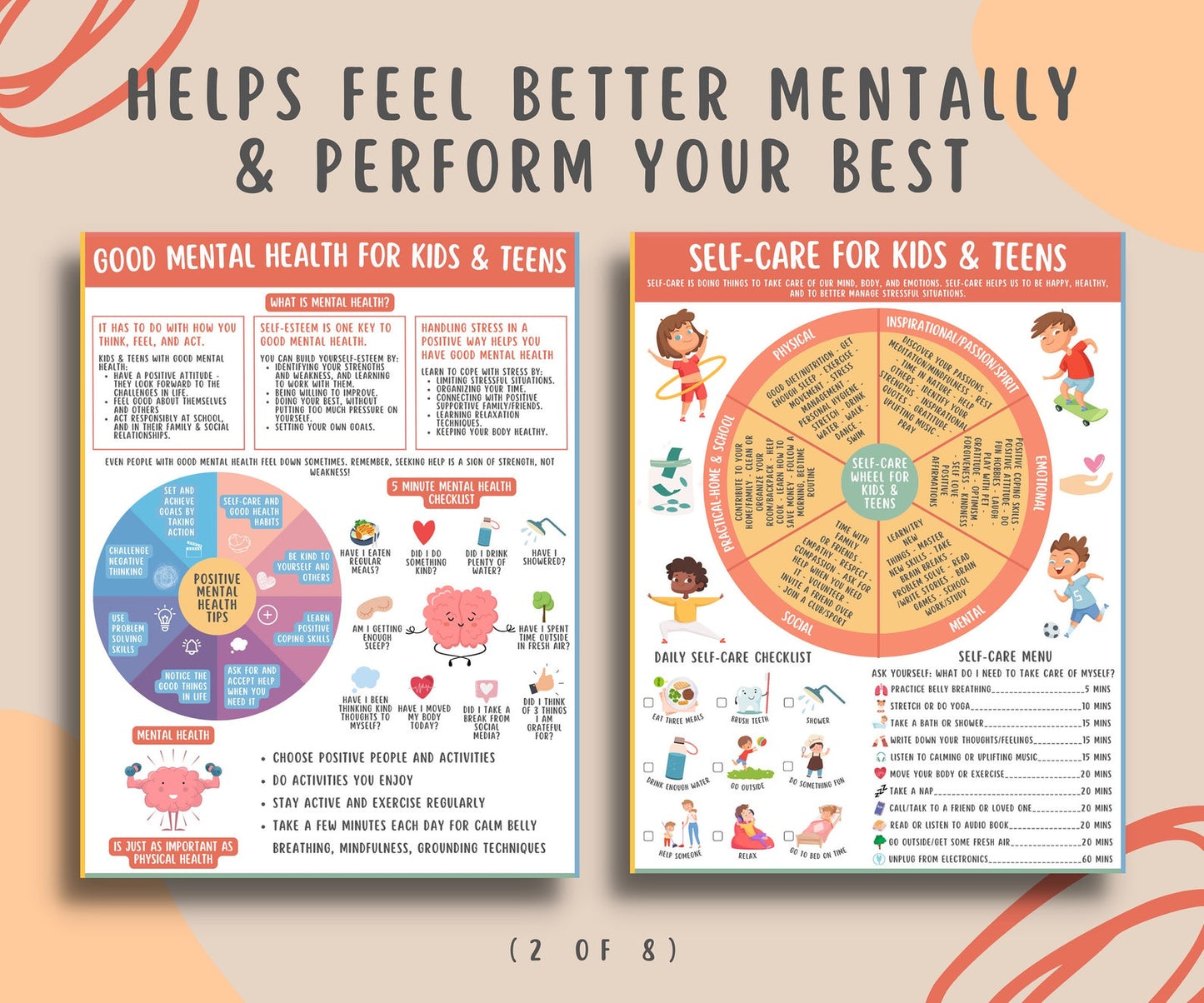 Mental Health Coping Skills Printable Bundle for Kids & Teens