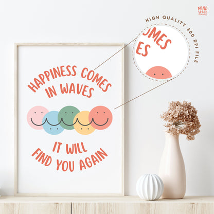 Happiness Comes In Waves Poster