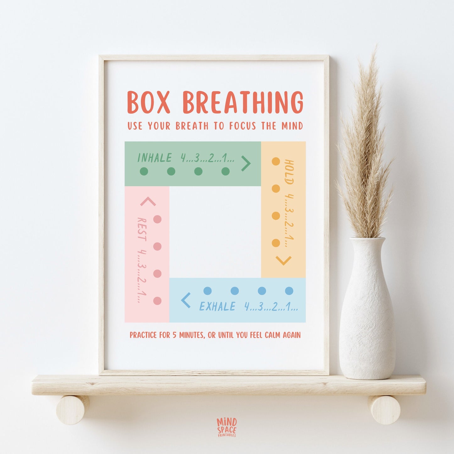 Box Breathing Technique Poster