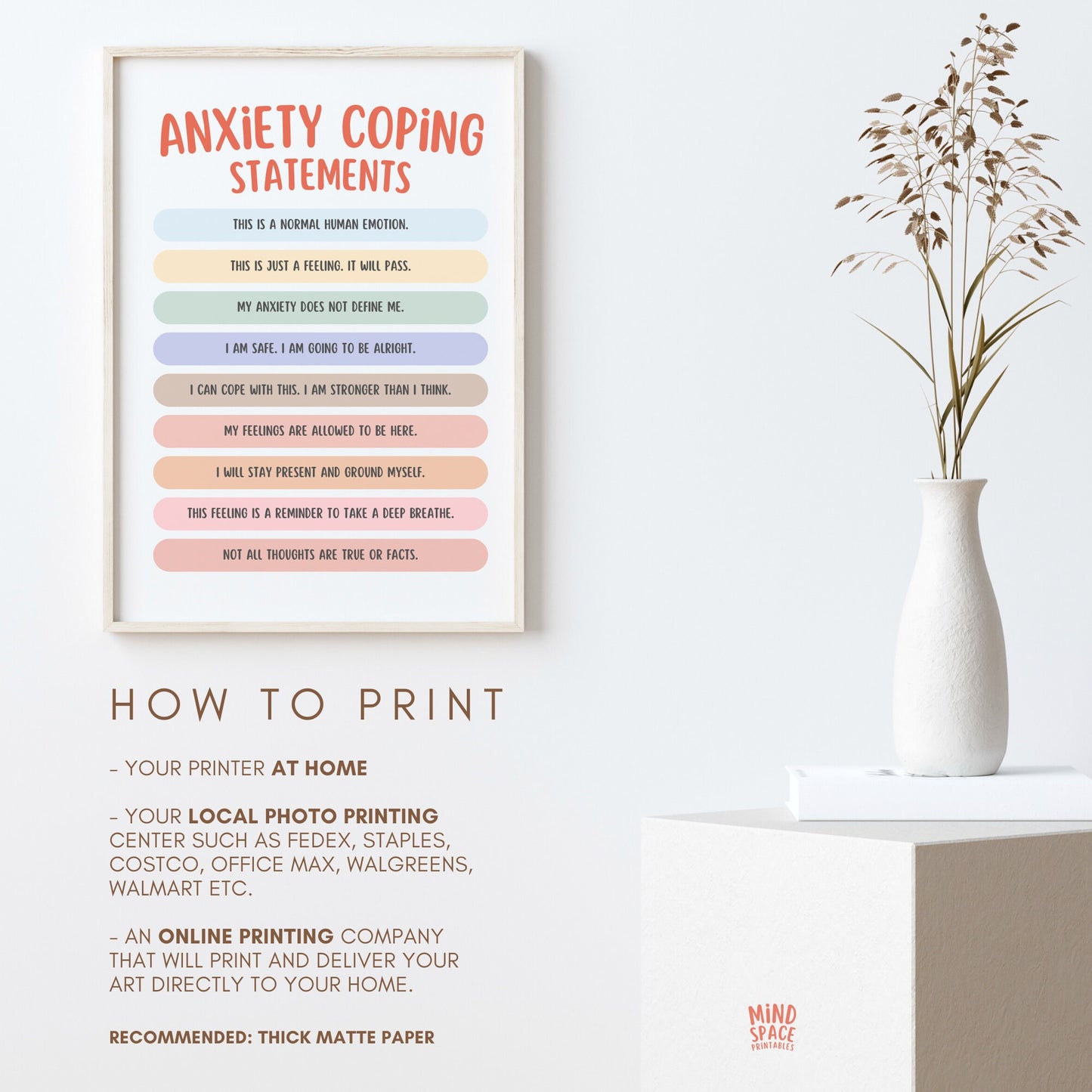 Anxiety Coping Statements Poster