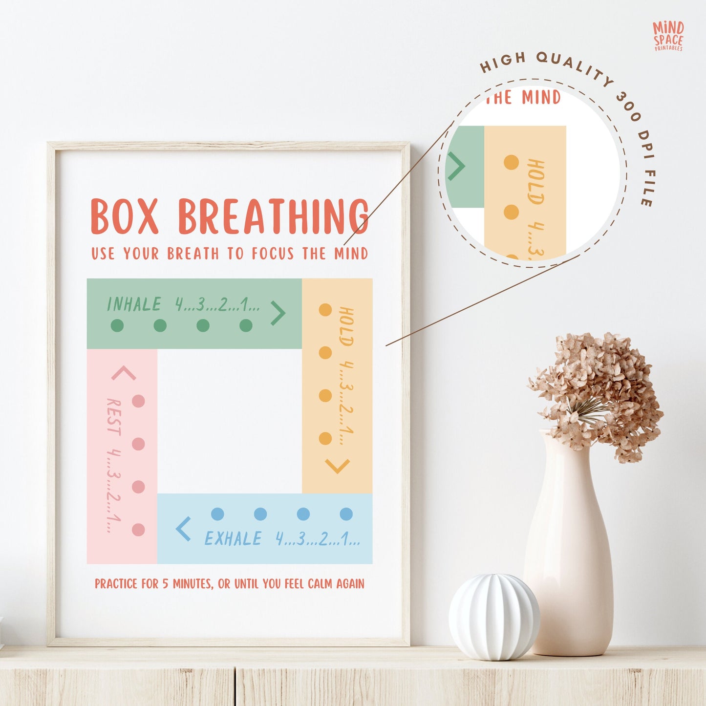 Box Breathing Technique Poster