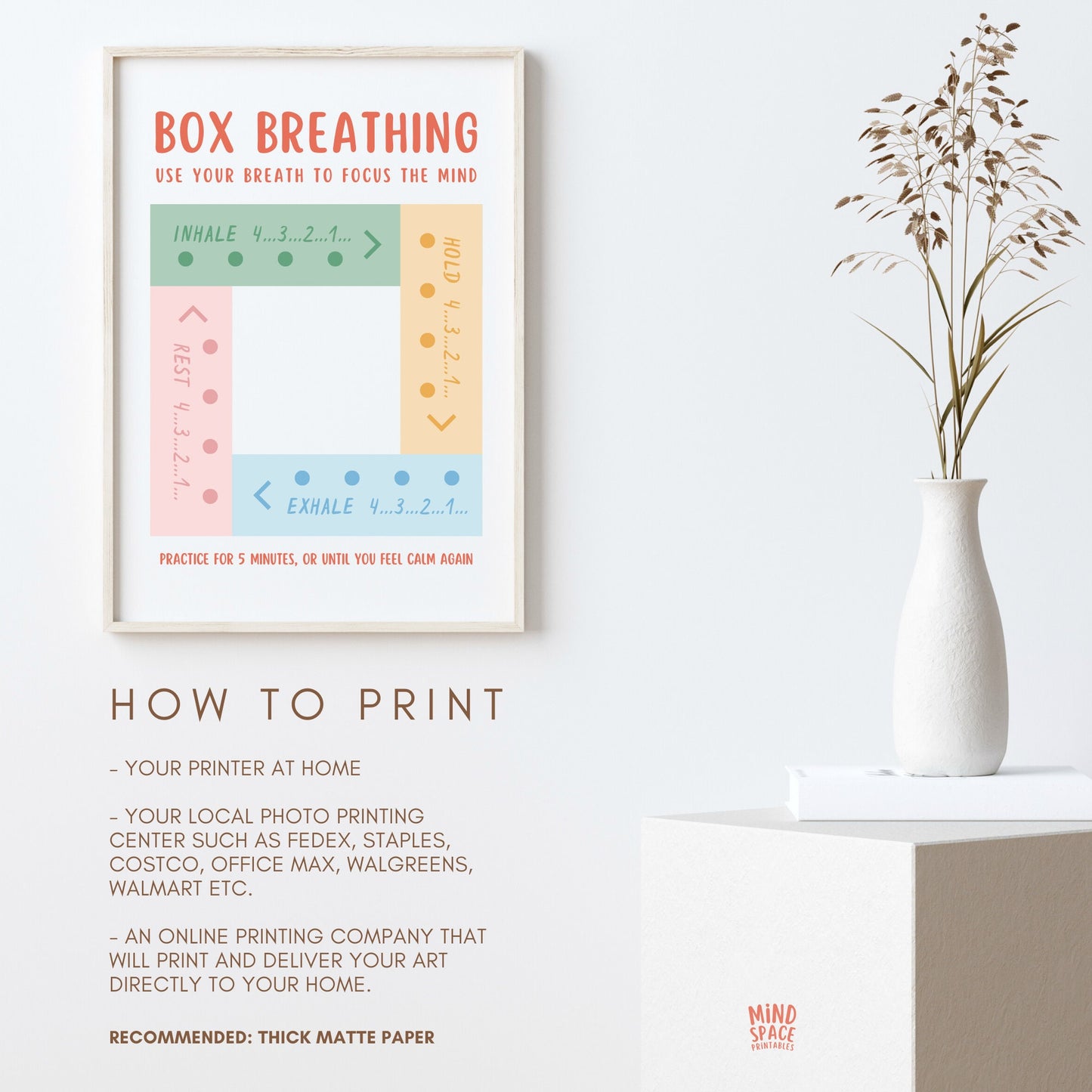 Box Breathing Technique Poster