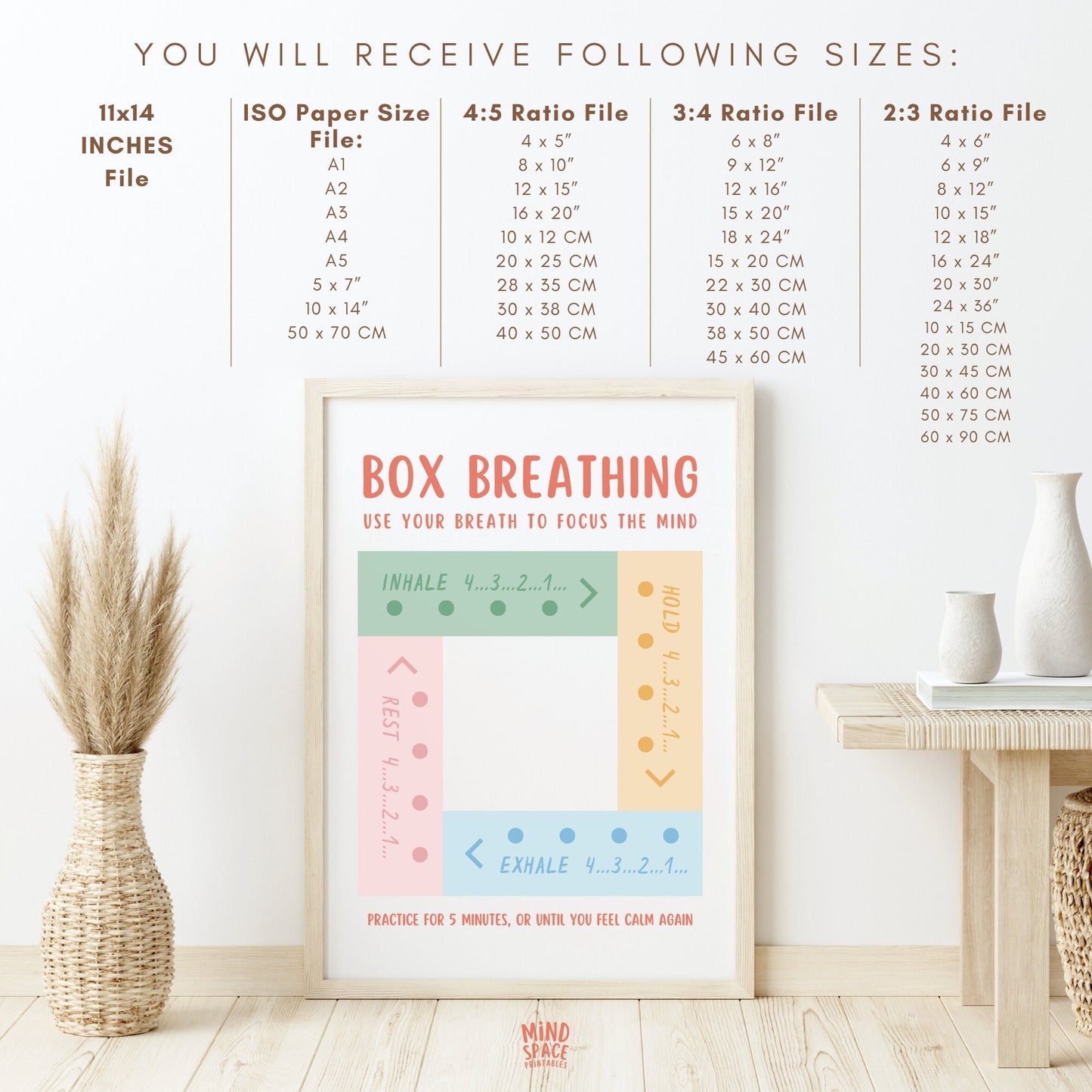 Box Breathing Technique Poster