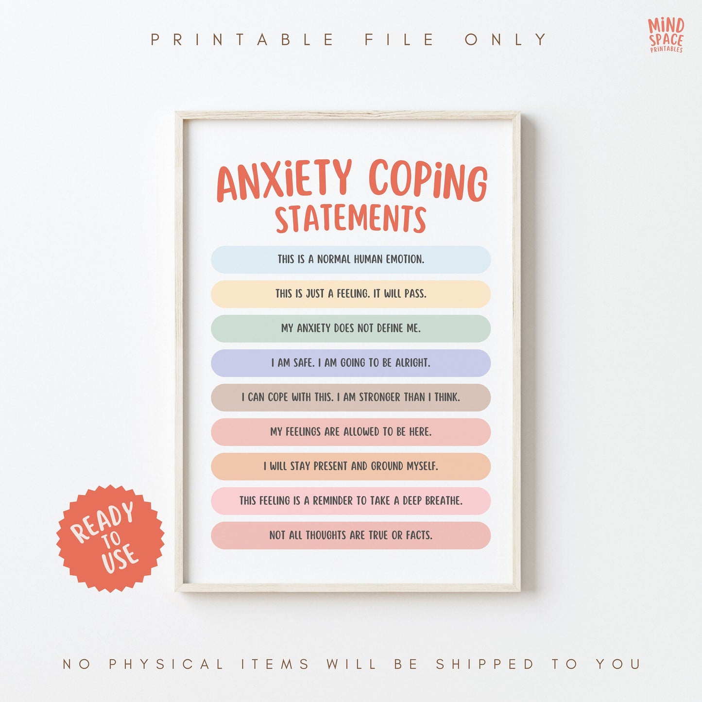 Anxiety Coping Statements Poster