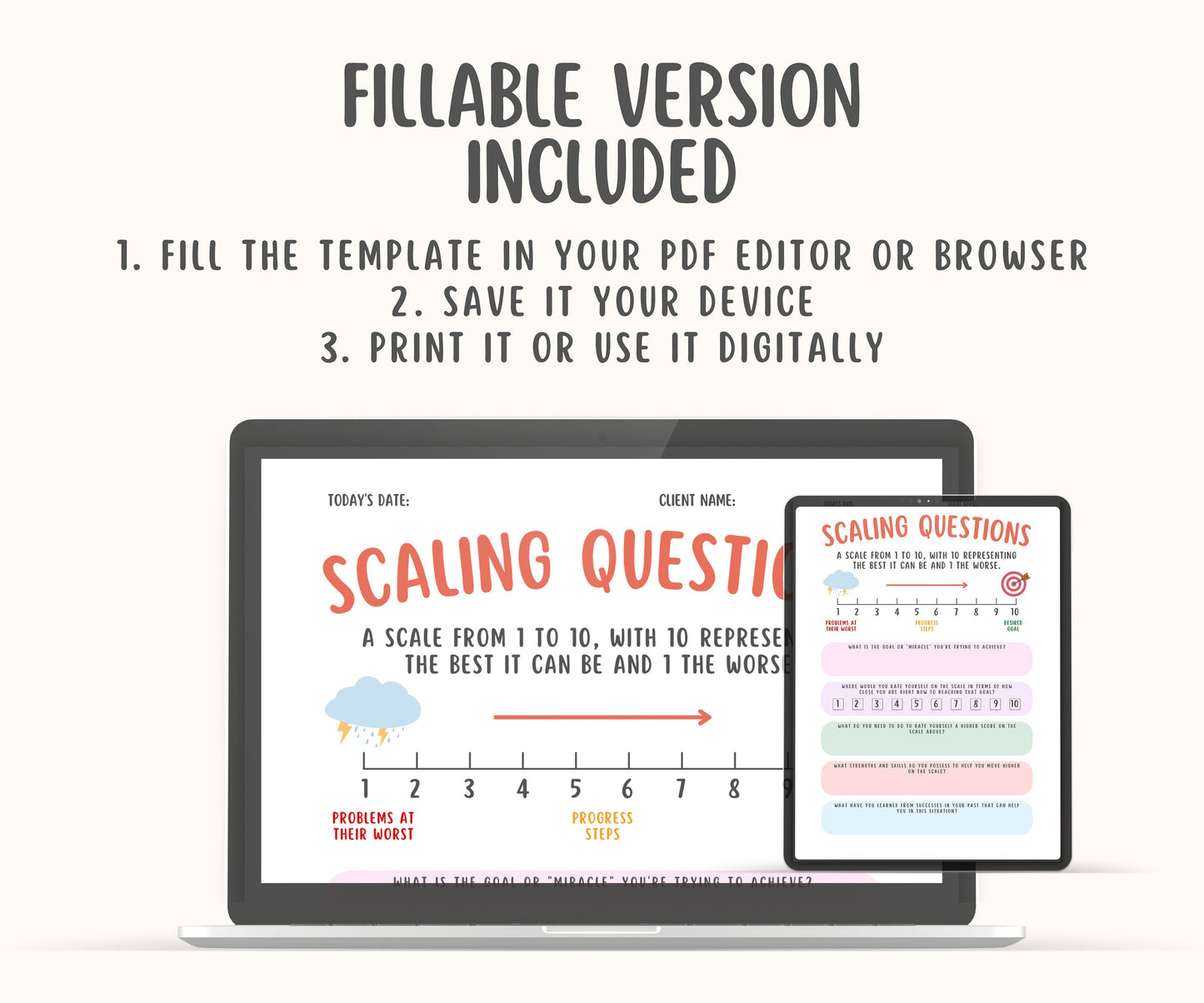 Scaling Questions Worksheet