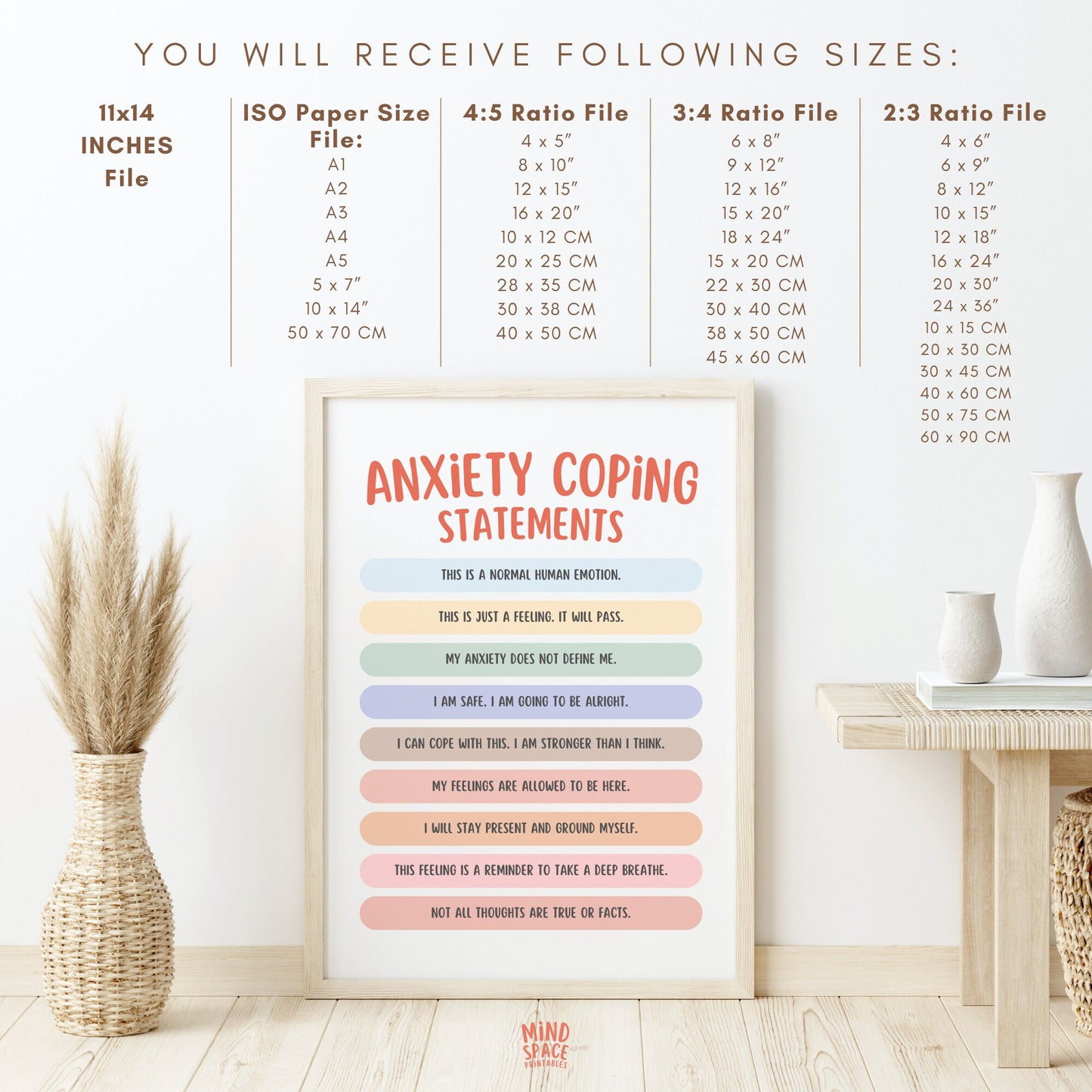 Anxiety Coping Statements Poster