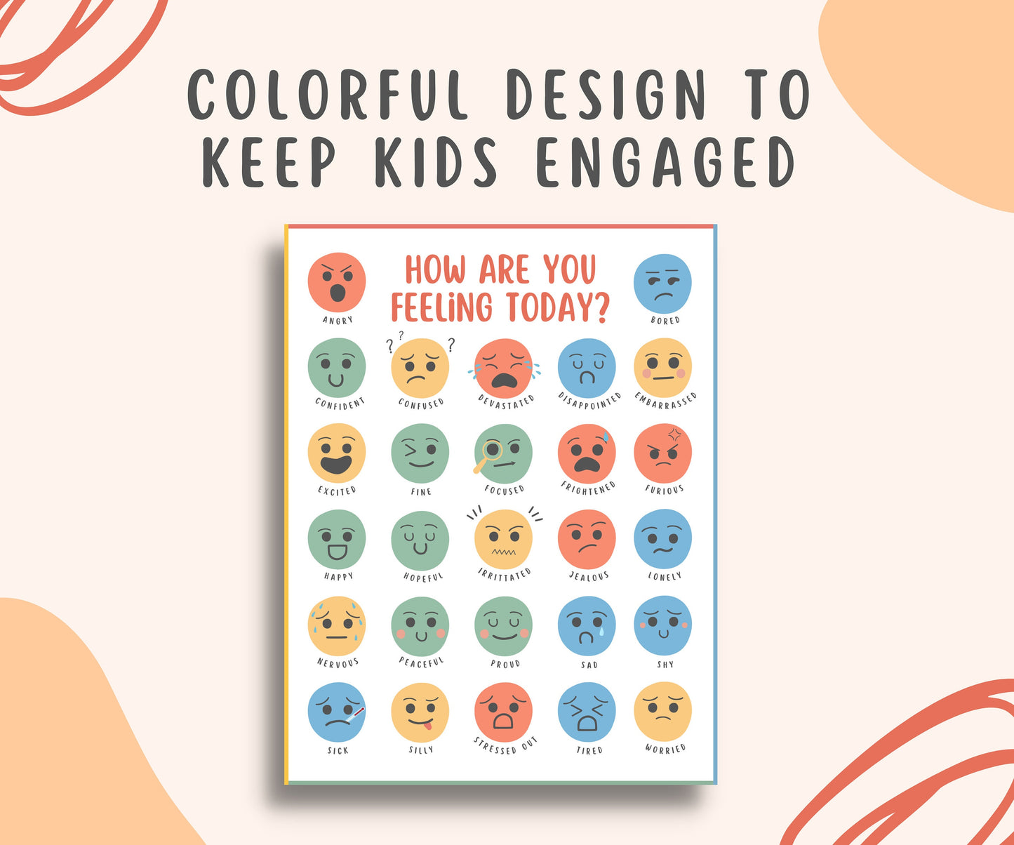 27 Feelings chart for kids & teens