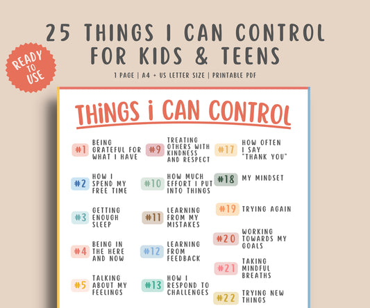 25 Things I Can Control for Kids & Teens