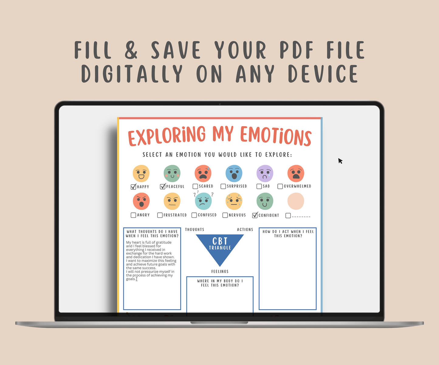 Feelings/Emotions Check-in CBT worksheet for Teens & Kids