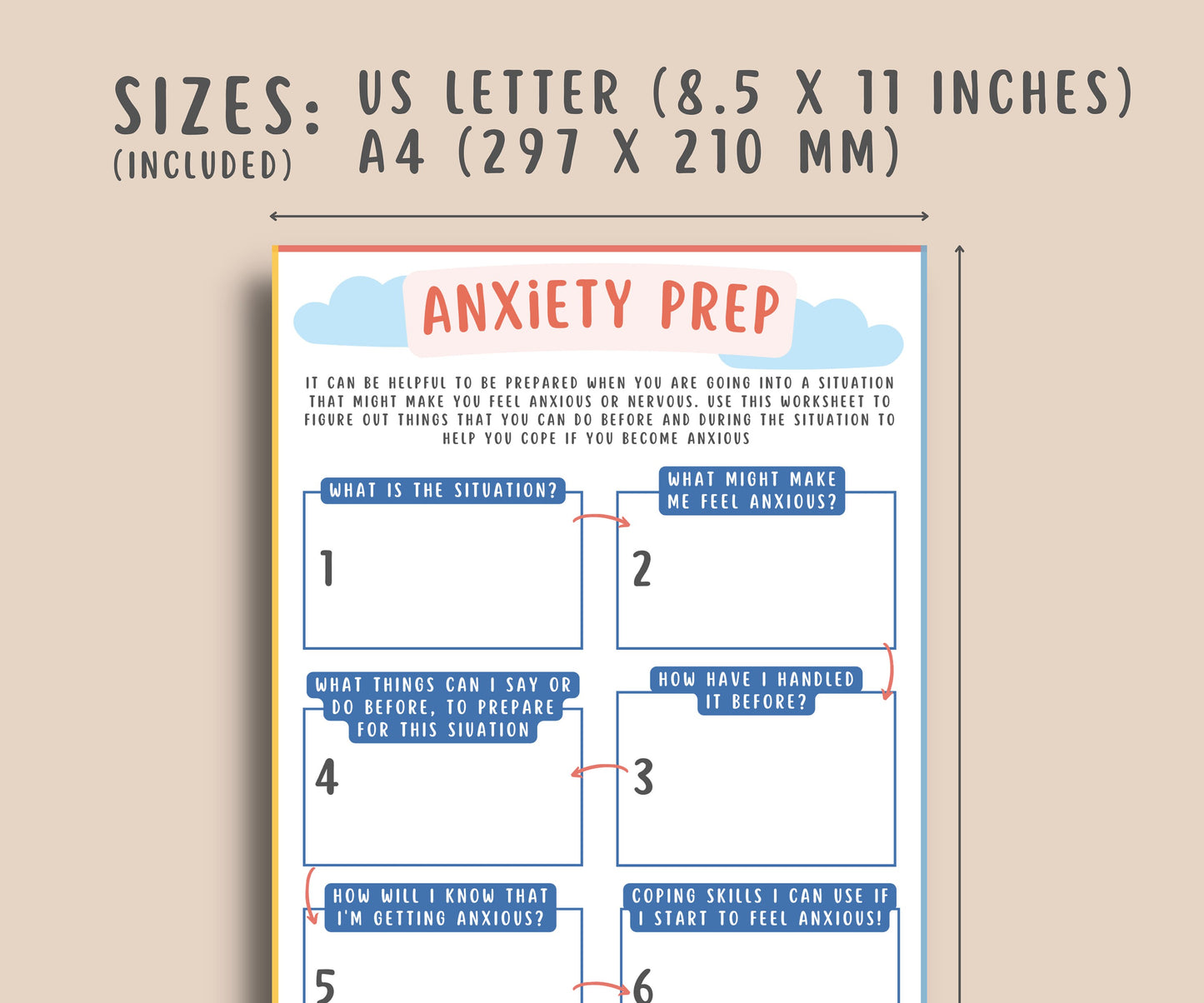 Anxiety Preparation Worksheet For Kids & Teens