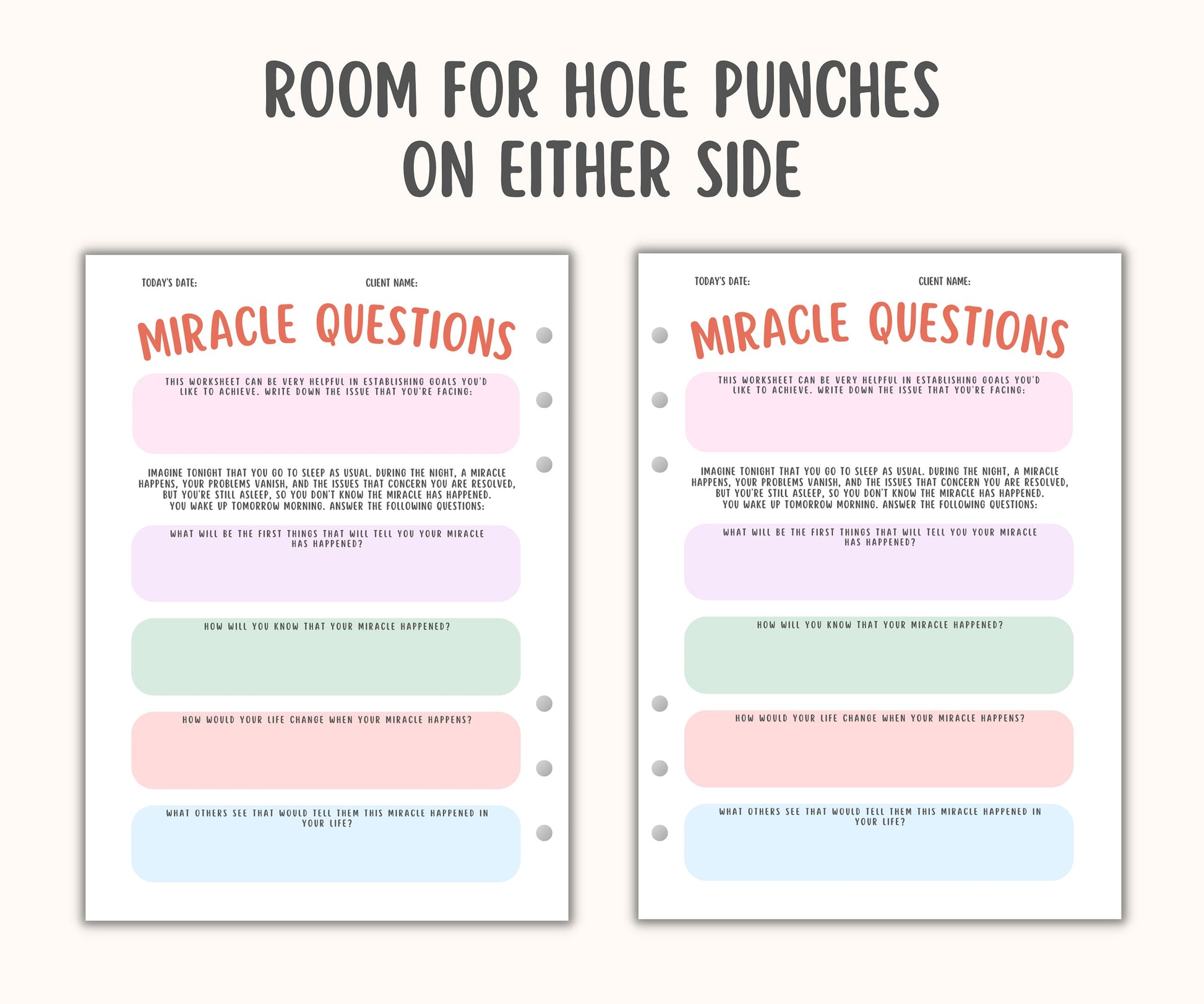 Miracle Questions Worksheet – MindSpacePrintables