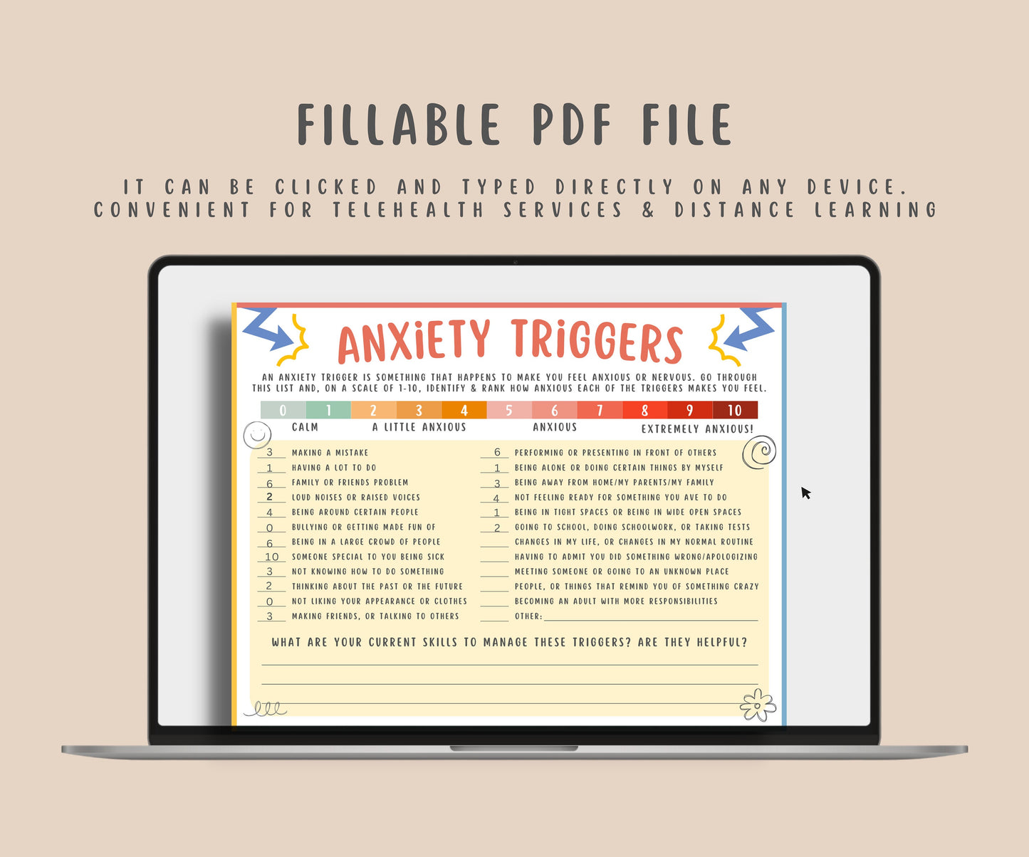 Anxiety Triggers Worksheet Kids & Teens