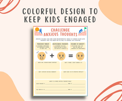 Challenging Anxious Thoughts Worksheet for Kids & Teens