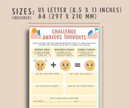 Challenging Anxious Thoughts Worksheet for Kids & Teens
