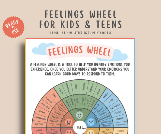 Feelings Wheel Print For Kids & Teens