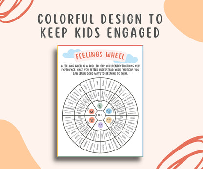 Coloring Feelings wheel printable for kids & teens