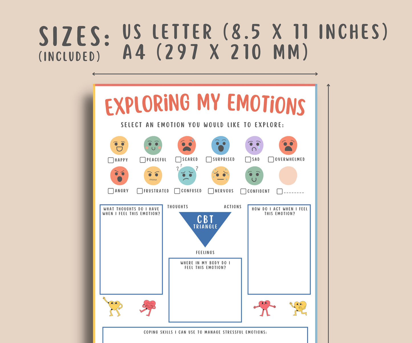 Feelings/Emotions Check-in CBT worksheet for Teens & Kids