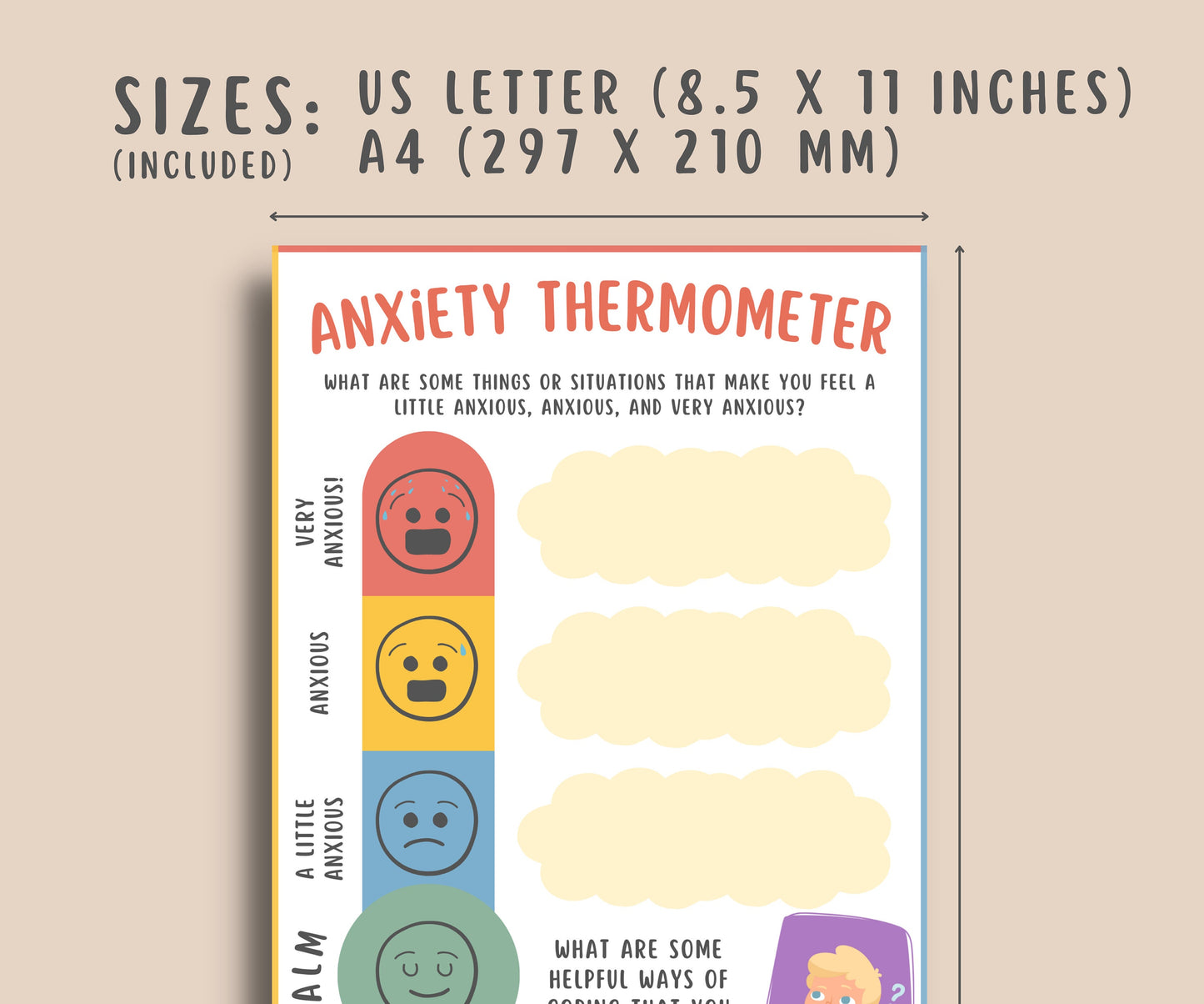 Anxiety Thermometer Worksheet for Kids & Teens