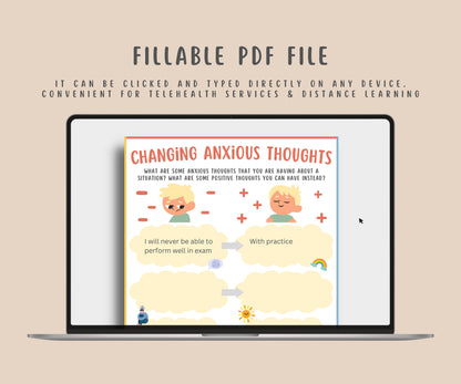 Changing Anxious Thoughts Worksheet for Kids & Teens