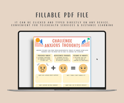 Challenging Anxious Thoughts Worksheet for Kids & Teens