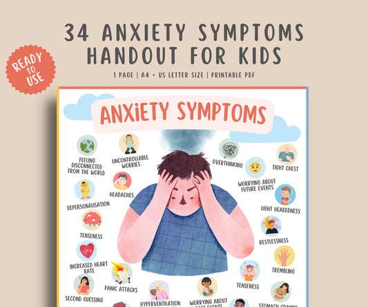 Anxiety Symptoms Handout For Teens & Kids