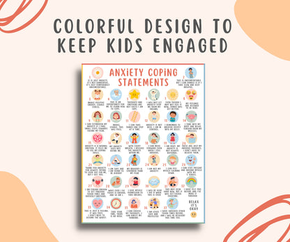 35 Anxiety Coping Statements Poster for Kids & Teens