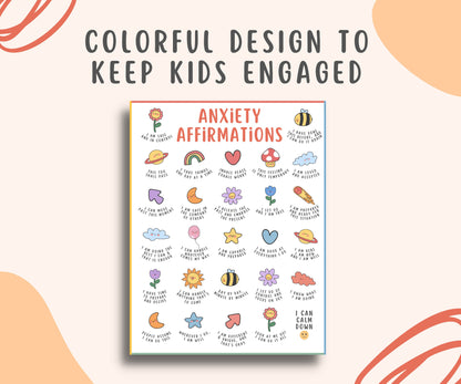 25 Anxiety Affirmations Poster for Kids Teens
