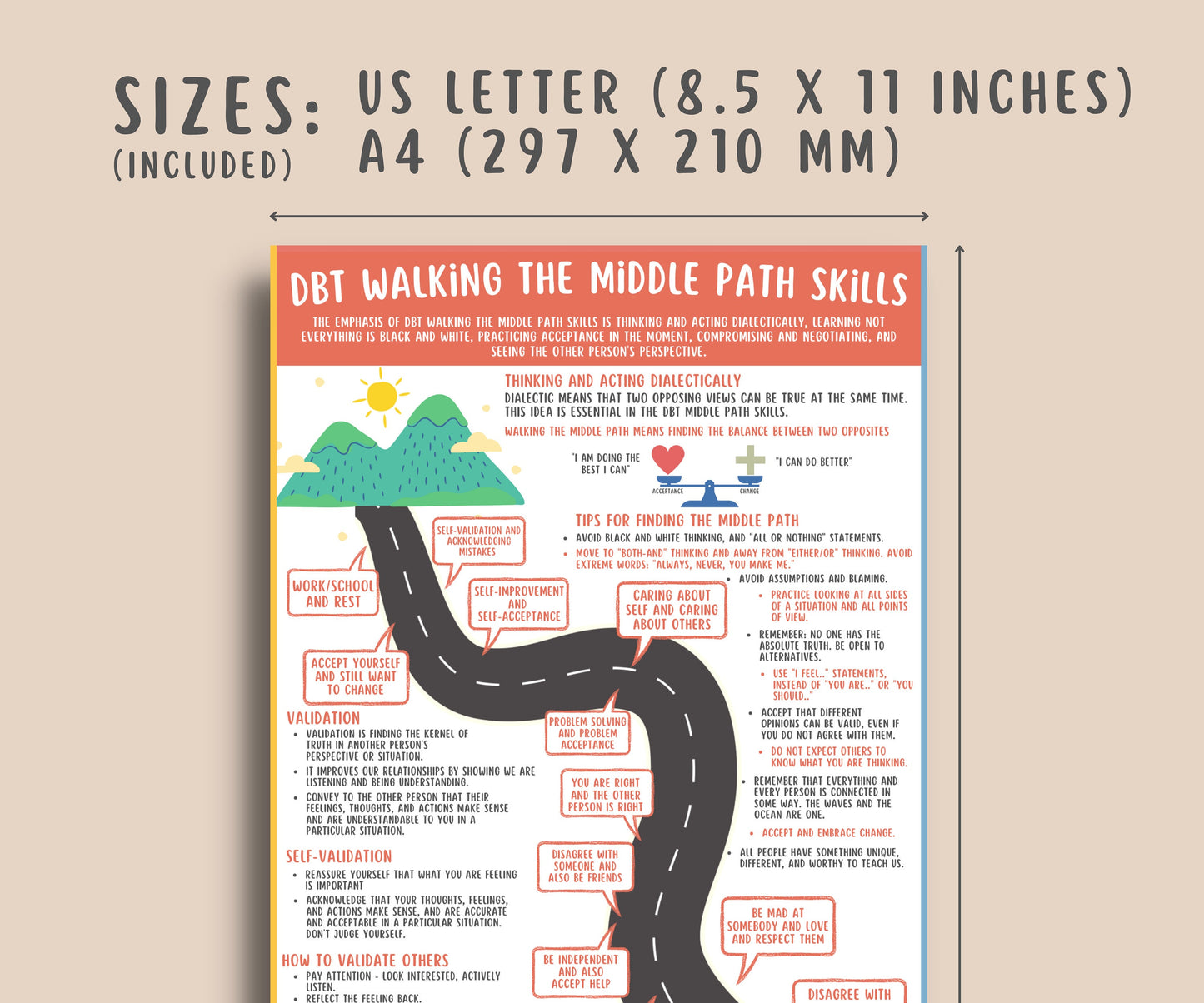 DBT Middle Path Coping Skills Handout Teens & Kids