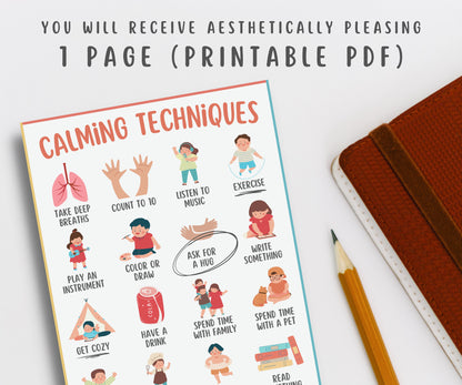 16 Calming Techniques Chart for Kids & Teens