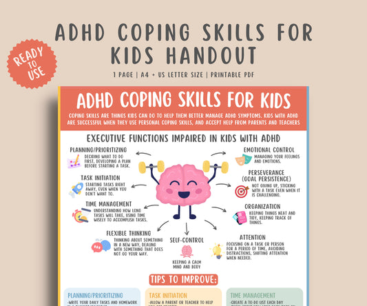 ADHD Coping Skills for Kids Handout