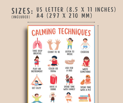 16 Calming Techniques Chart for Kids & Teens