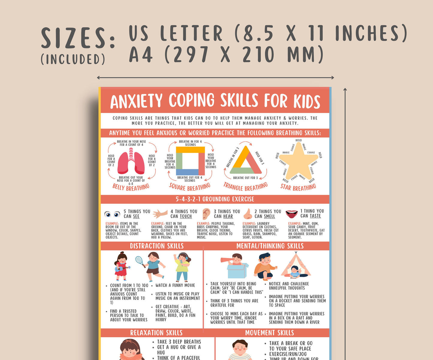 Anxiety Coping Skills Print for Kids