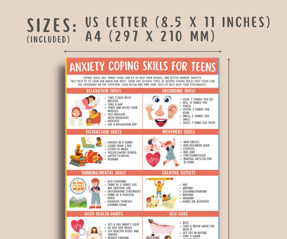 Anxiety Coping Skills Print for Teens
