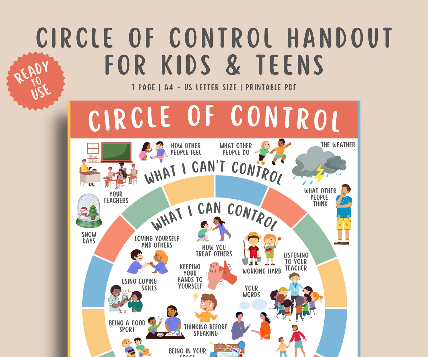 Circle of Control for Kids & Teens Handout